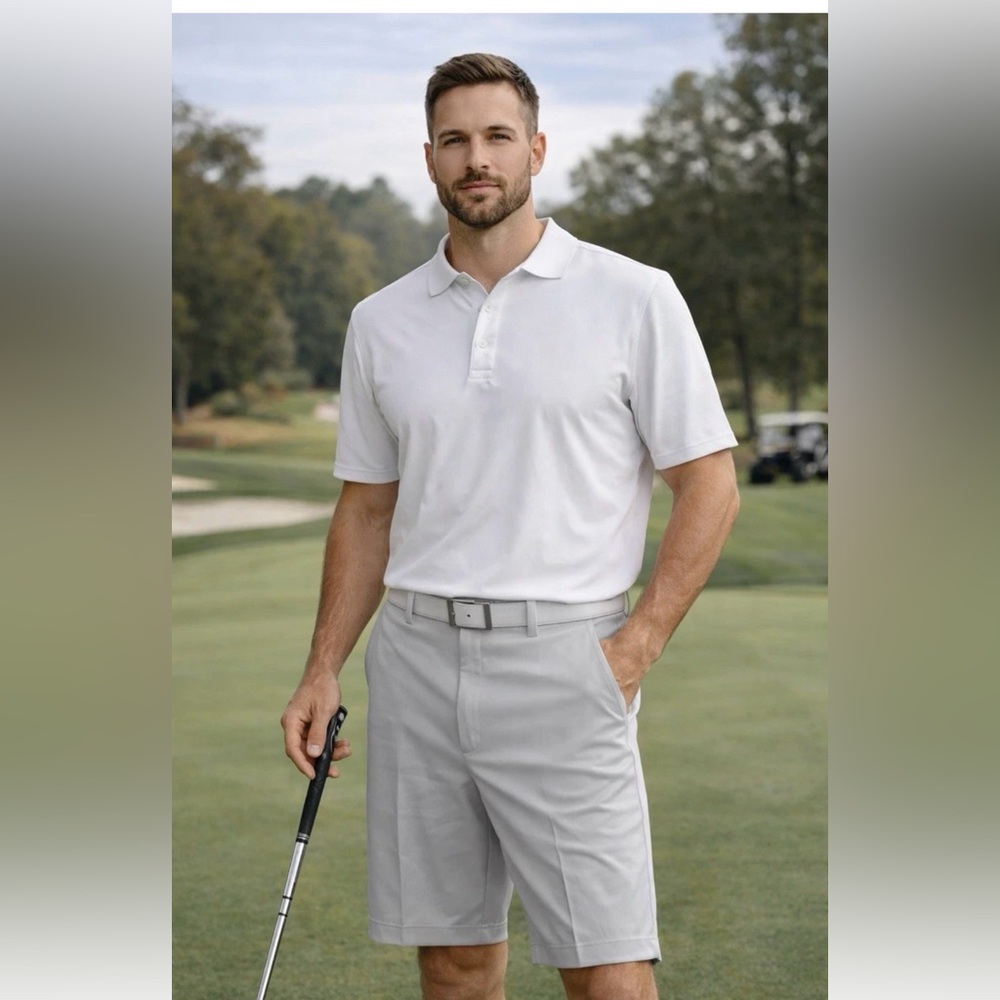 Haggar Cool 18 Pro Men’s Shorts Size 40 Beige Performance Flat Front Stretch